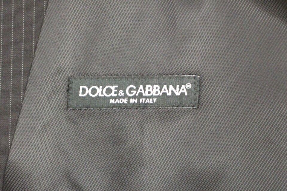 Black Striped Wool Single Breasted Vest Dolce & Gabbana
