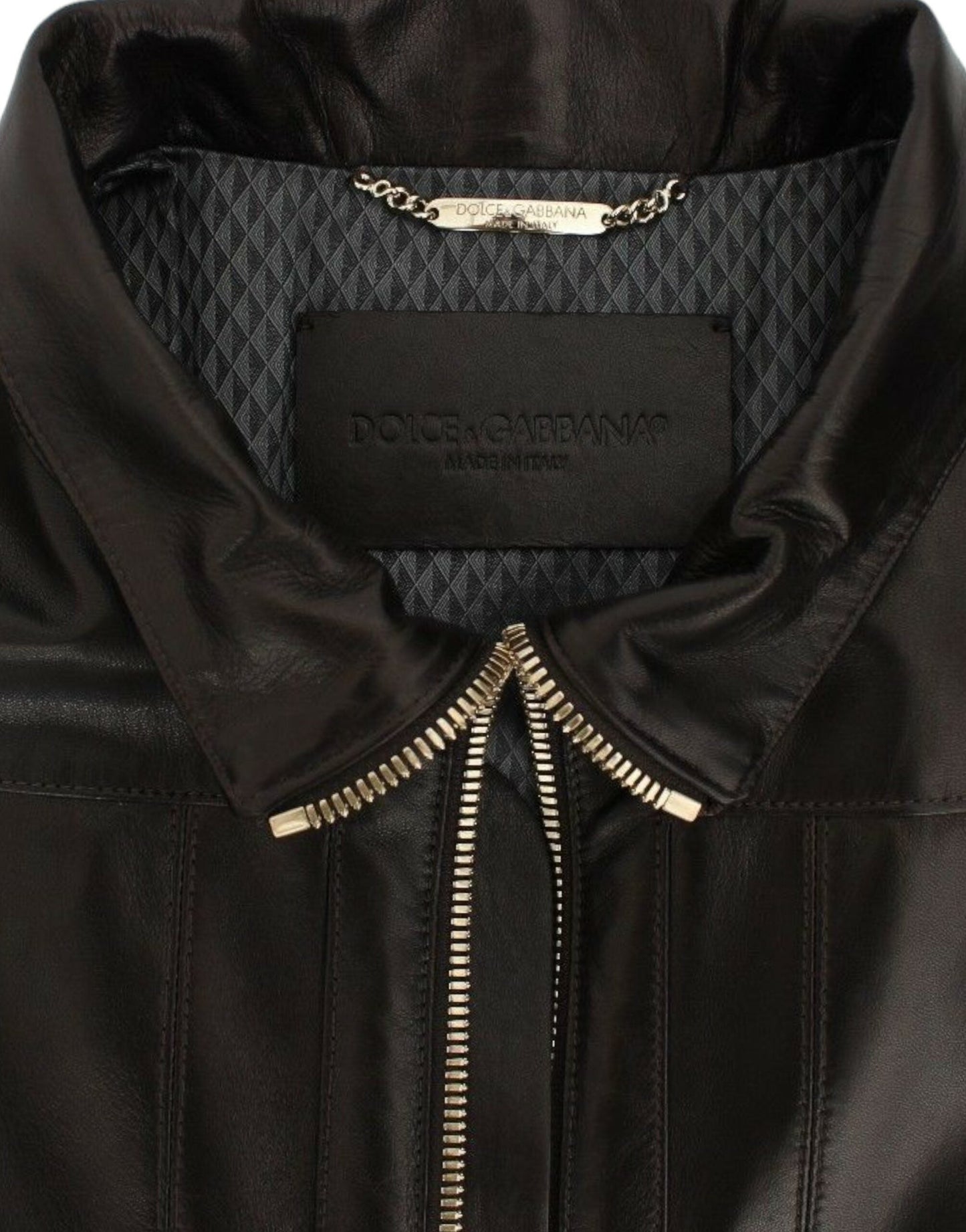 Brown Lambskin Leather Zipper Jacket Dolce & Gabbana