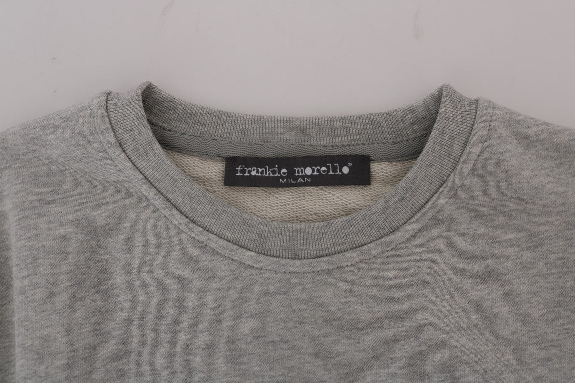 Gray Cotton Crewneck Pullover Sweater Frankie Morello