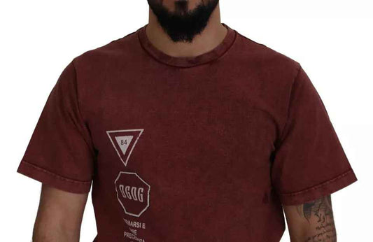 Maroon Printed Crewneck Tee Cotton T-shirt
