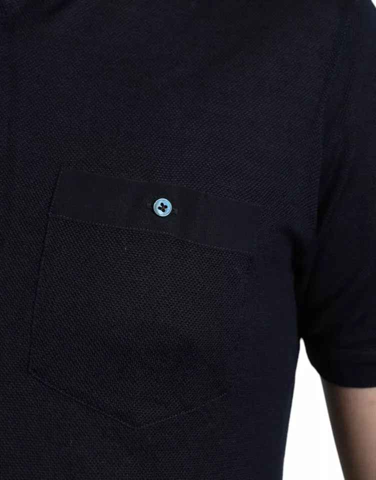Polo Navy Blue Collared Silk Men T-shirt