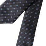 Dark Blue Polka Dot Silk Adjustable Men Tie