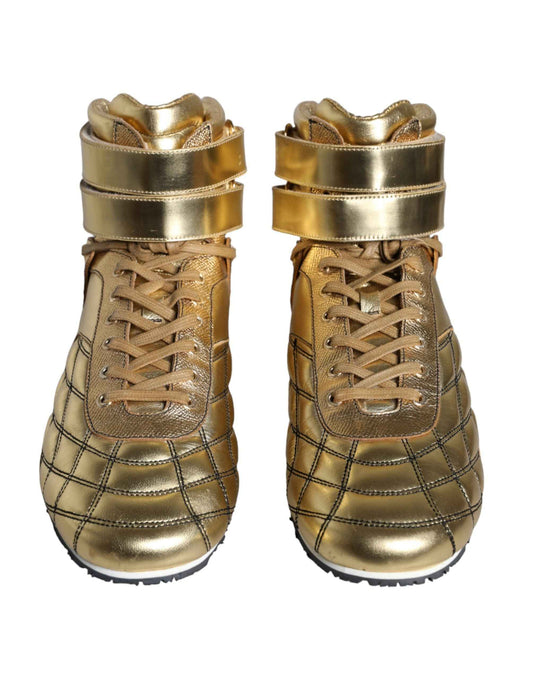 Gold Leather Sartoria High Top Sneakers Shoes