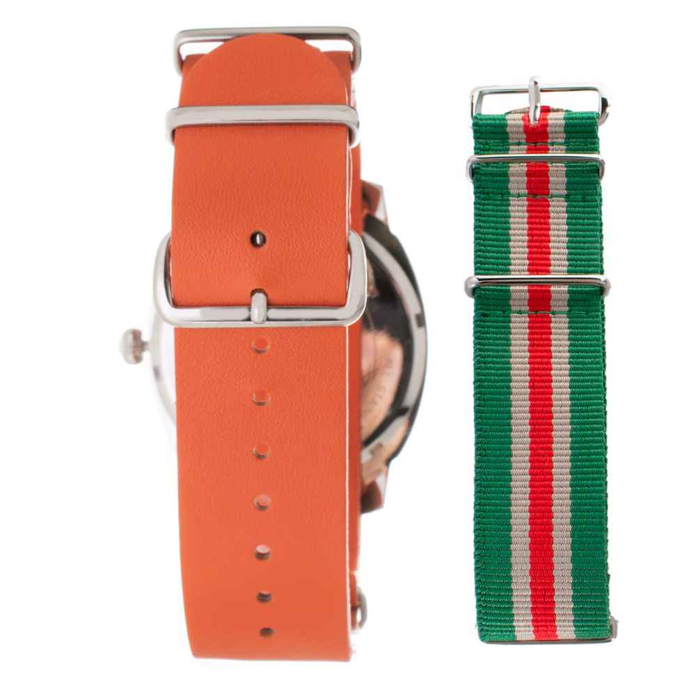 Orange Leather Dress Watch