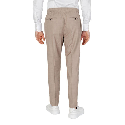 Beige Polyester Casual Pants