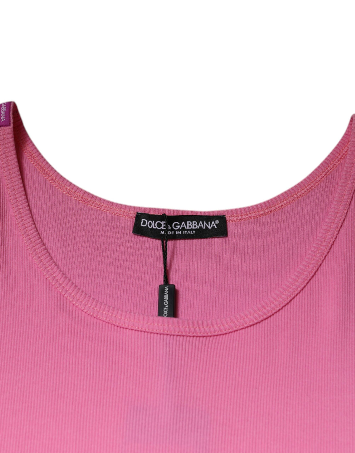 Pink Cotton Round Neck Sleeveless T-shirt