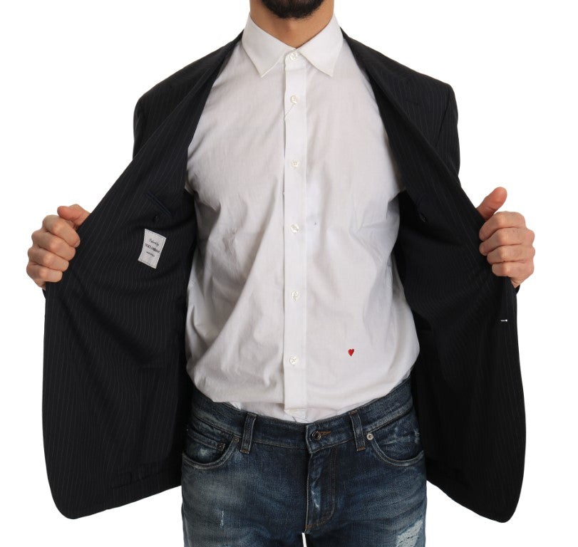 Gray Striped Wool Jacket Coat Slim Blazer Dolce & Gabbana