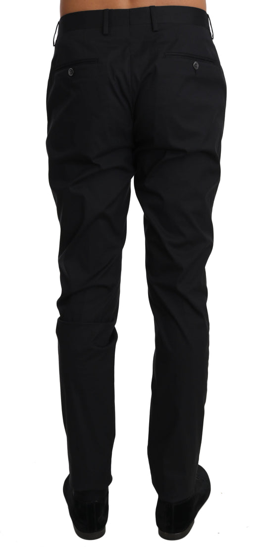 Black Cotton Stretch Formal Trousers Pants Dolce & Gabbana
