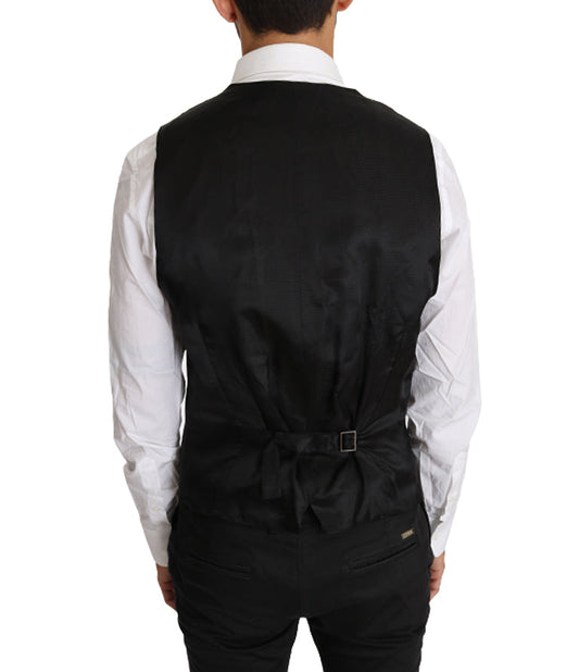 Gray Solid 100% Wool Waistcoat Vest Dolce & Gabbana