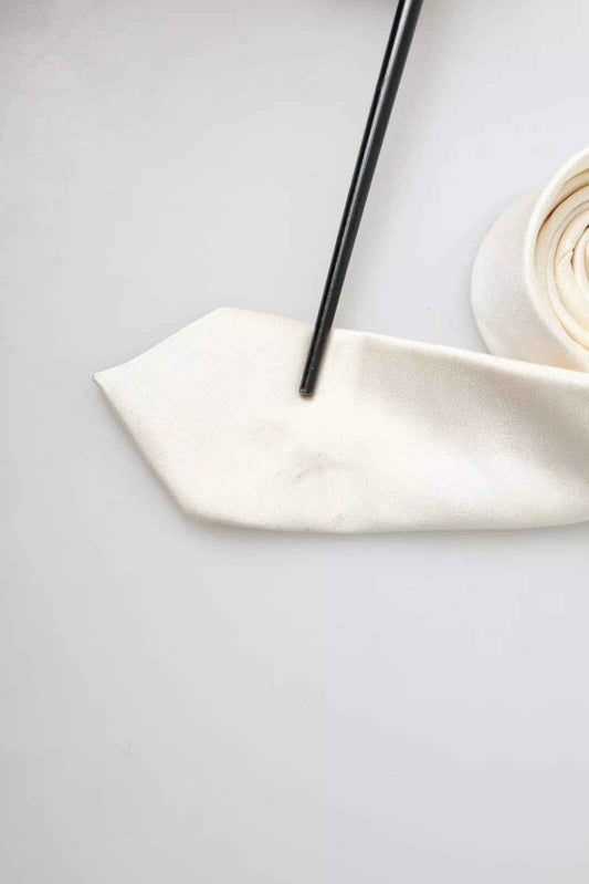 Off White Satin Silk Classic Men Necktie
