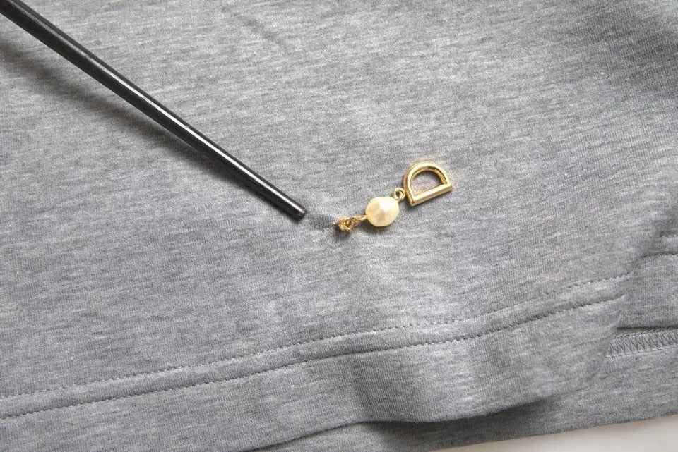 Gray Cotton Embellished Crew Neck T-shirt