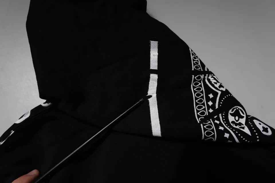 Black Bandana Hooded Men Sweatshirt Sweater