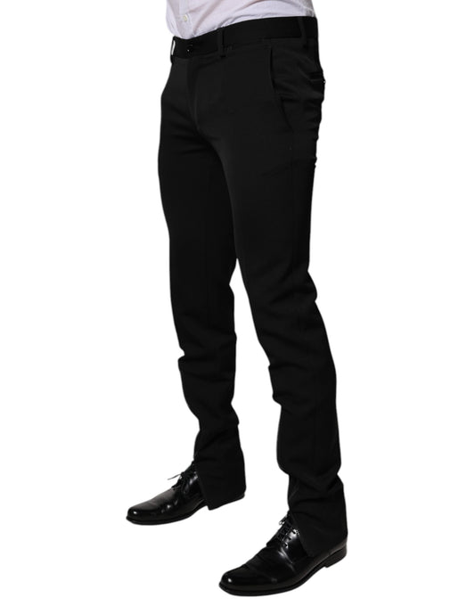 Black Wool Tapered Formal Dress Pants