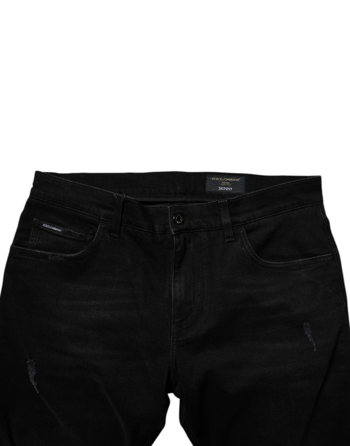 Black Cotton Tattered Skinny Men Denim Jeans