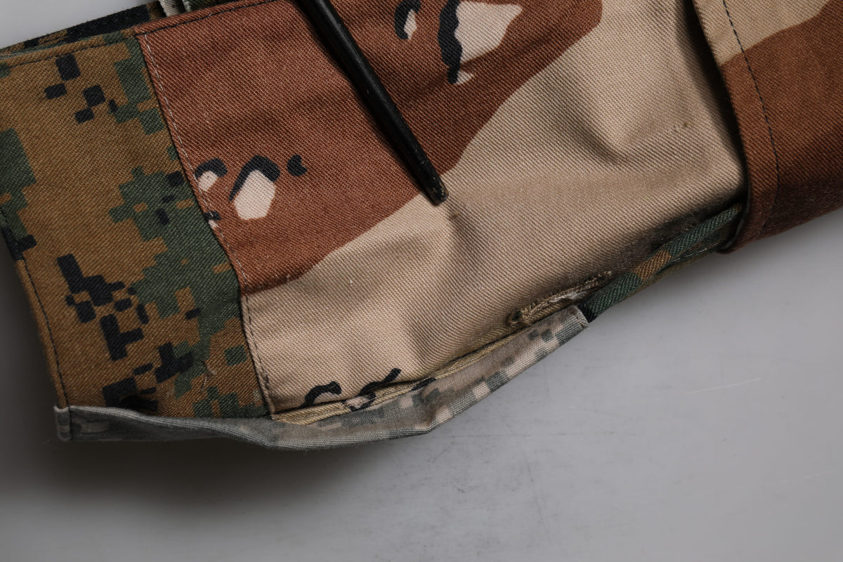 Green Patchwork Cargo Bermuda Shorts
