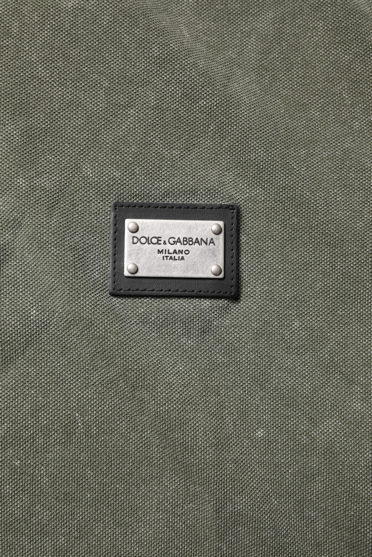 Army Green Logo Plaque Cotton Polo Shirt T-shirt