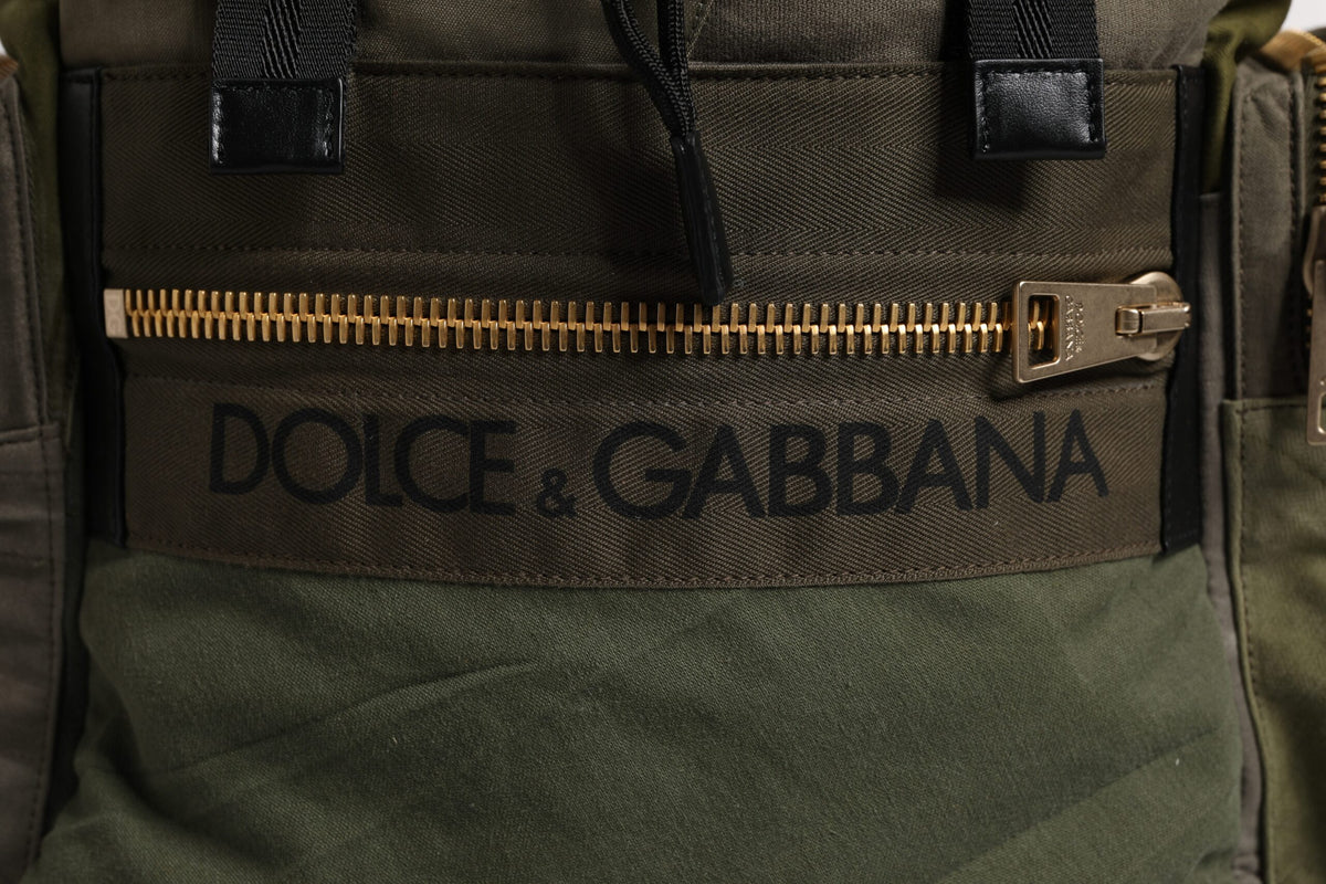 Military Green Patchwork Travel Backpack Bag