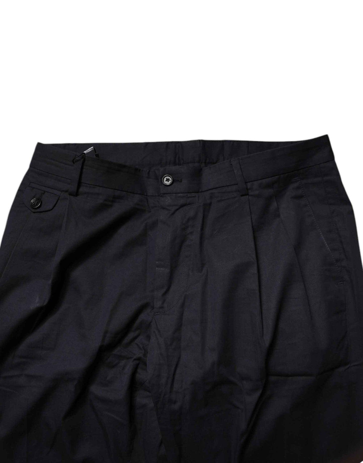 Dark Blue Cotton Tapered Formal Pants