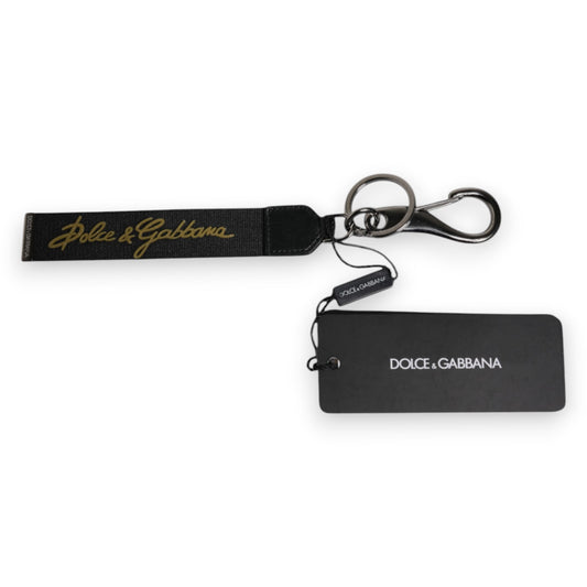 Black Logo Nylon Silver Brass Men Holder Keychain Keyring