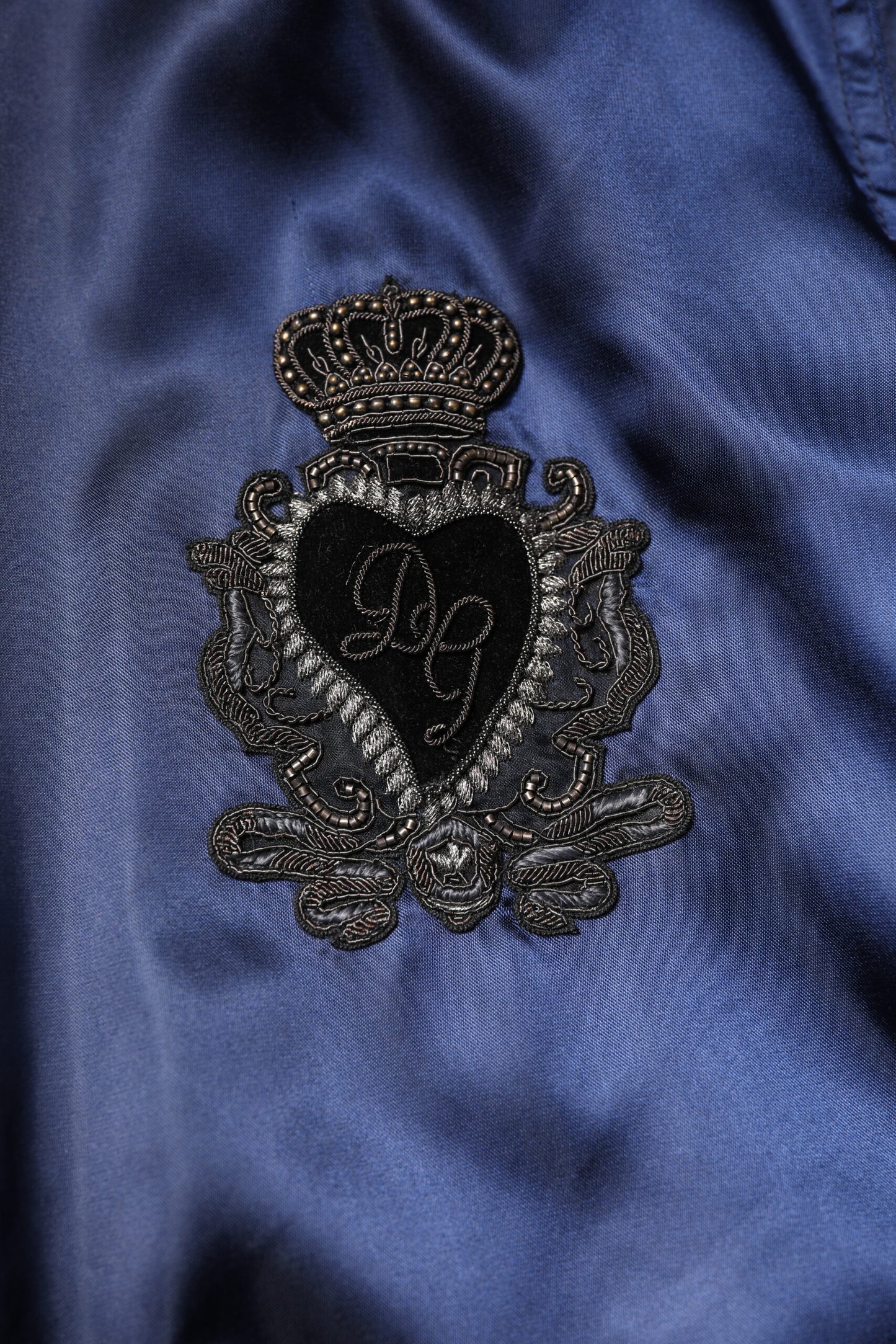 Blue Nylon DG Crown Full Zip Bomber Jacket
