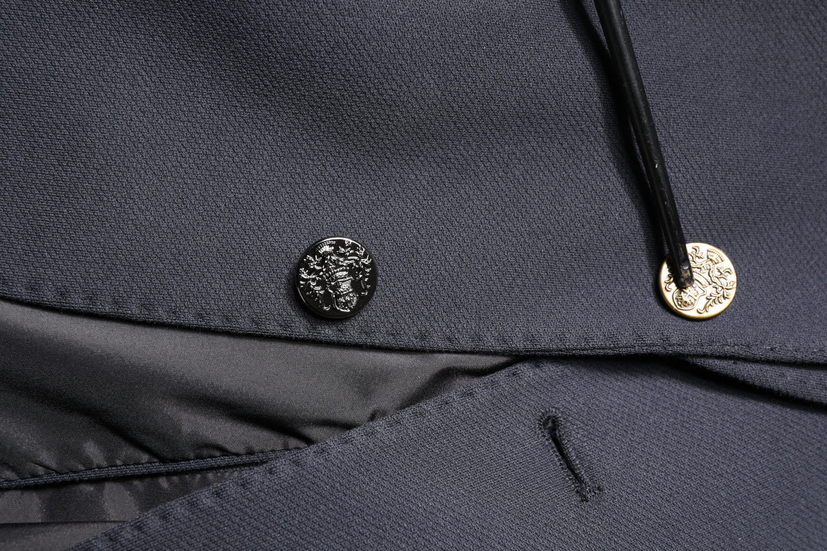 Dark Blue Cotton Men Jacket Coat Suit Blazer