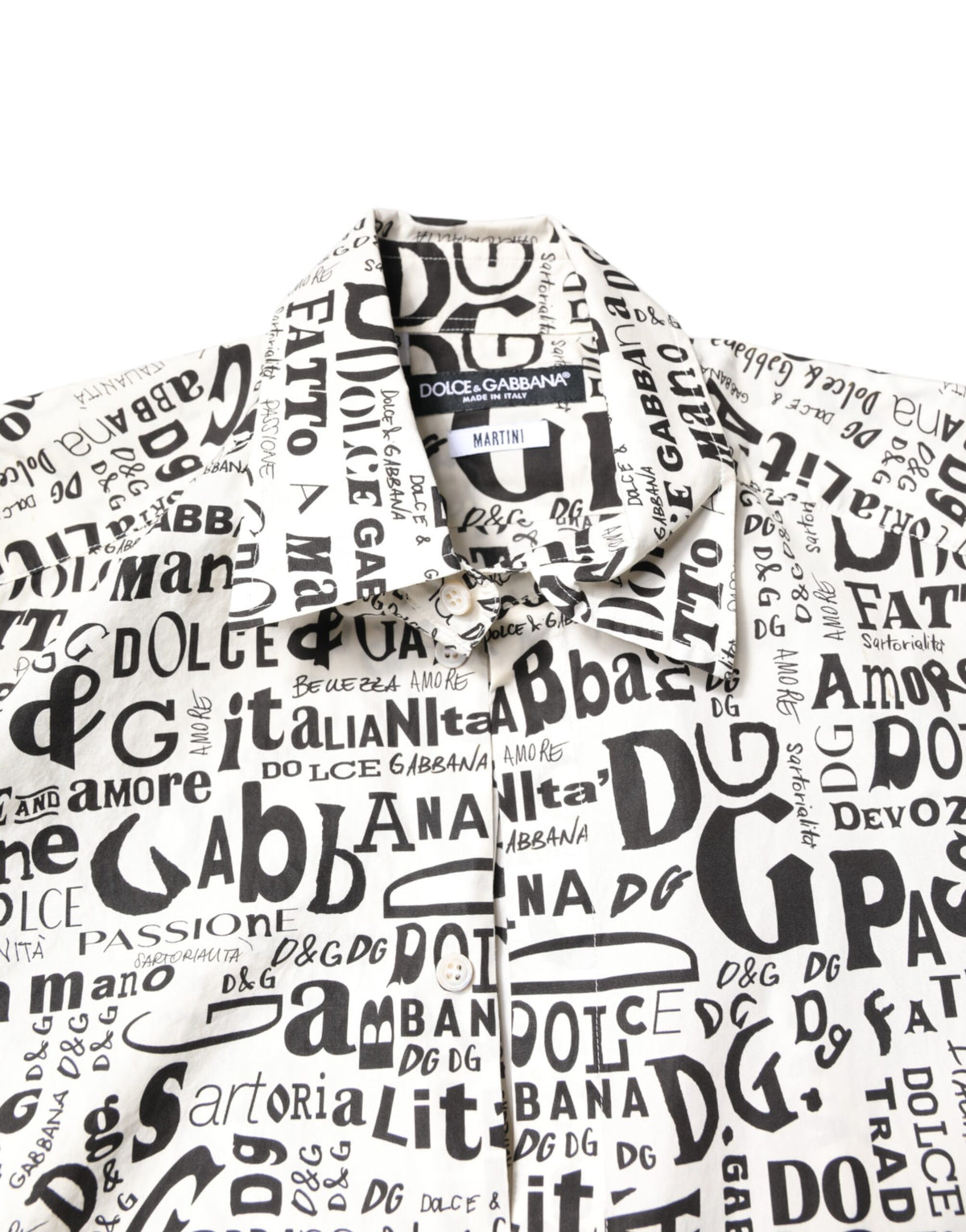 White Black Logo MARTINI Men Casual Shirt