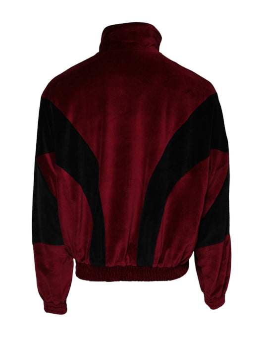 Red Black Cotton Logo FullZip Bomber Jacket