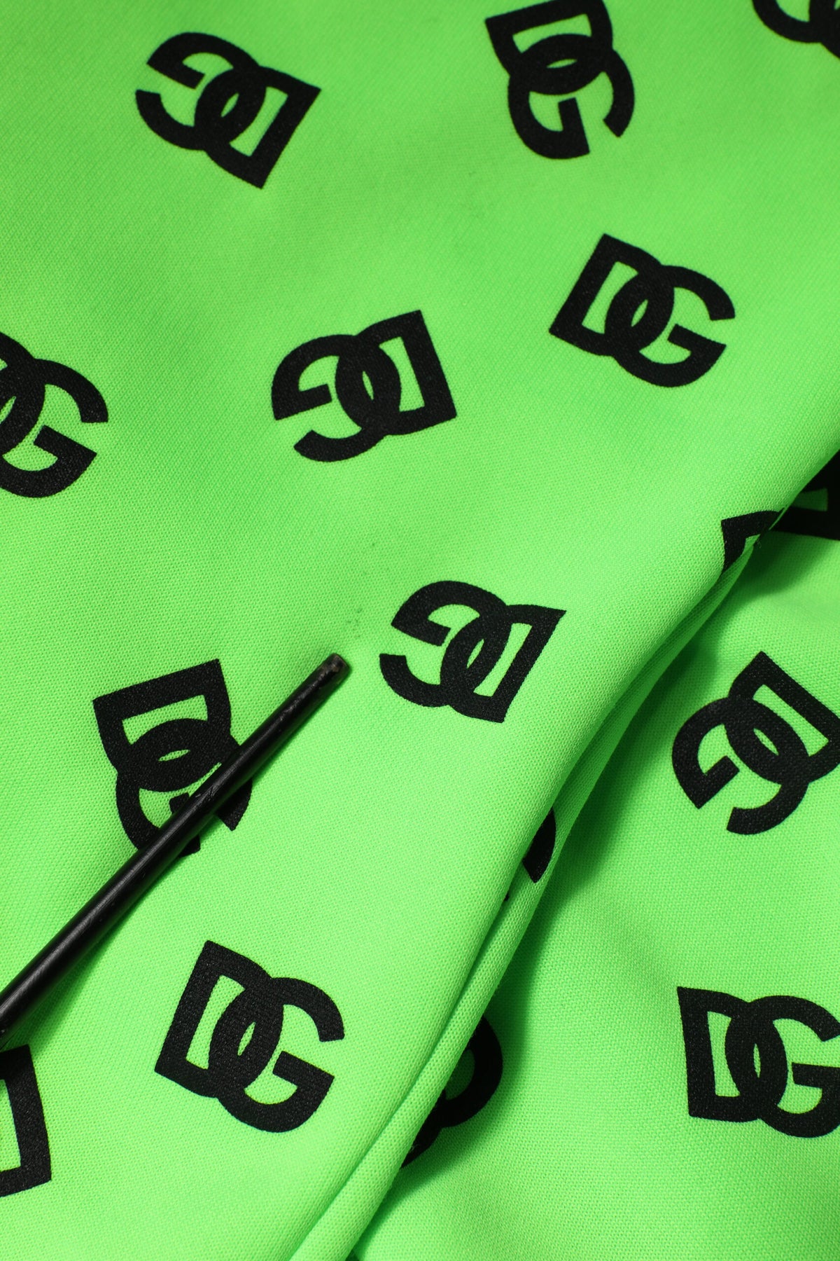 Green Polyester DGLogo Print Hooded Sweater