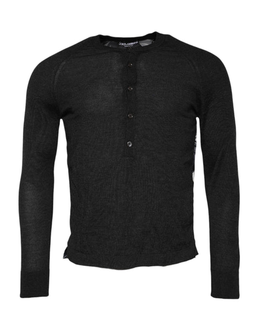 Black Printed Knitted Men Pullover Sweater