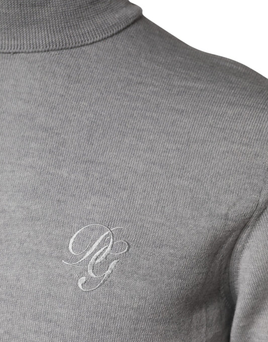 Gray Wool Knitted Men Pullover Sweater