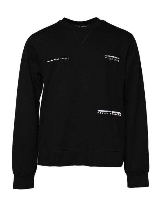 Black Cotton Logo Knitted Pullover Sweater