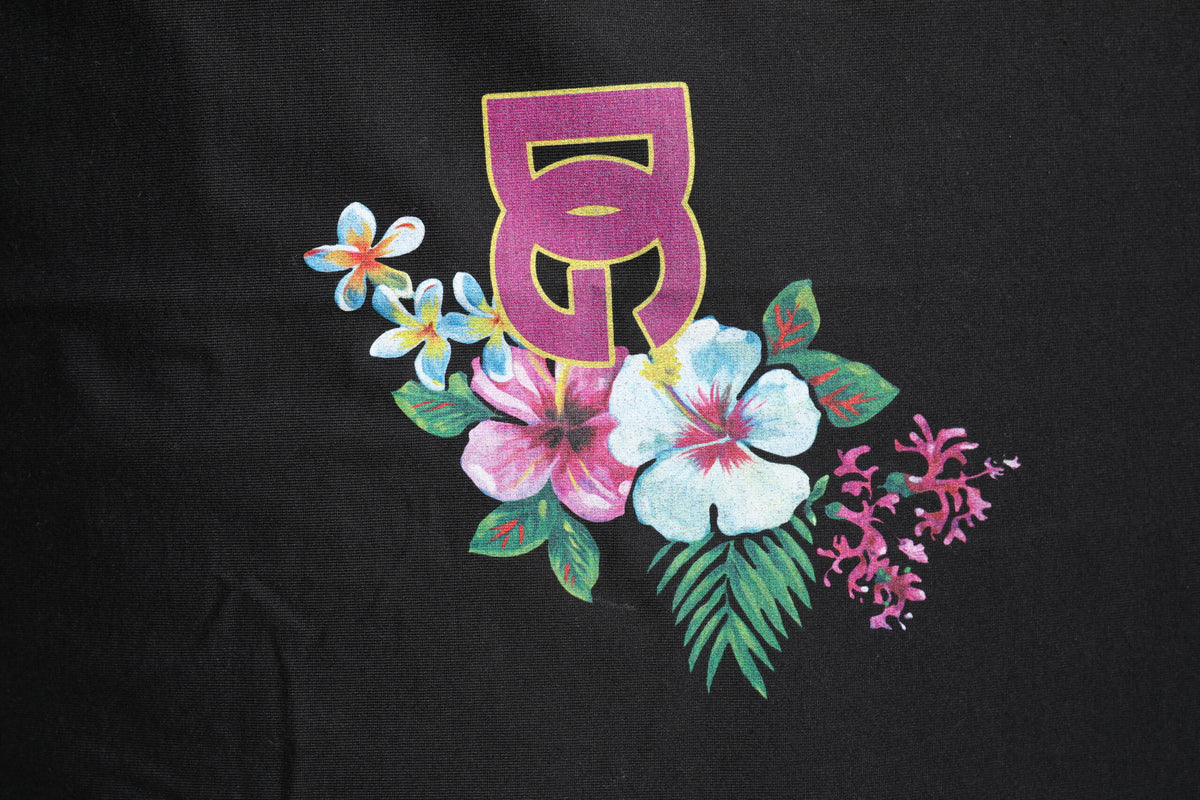 Black DG Floral Print Crew Neck T-shirt