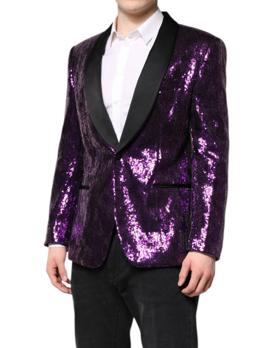 Purple SICILIA Sequin Embellish Coat Jacket