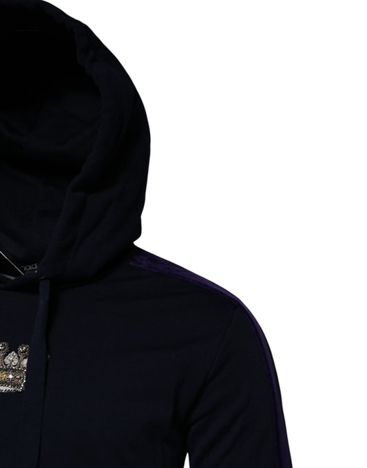 Black Crown Cotton Hooded Sweatshirt Sweater