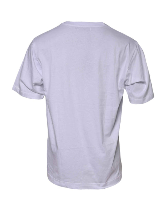 White Cotton Logo Print Crew Neck T-shirt
