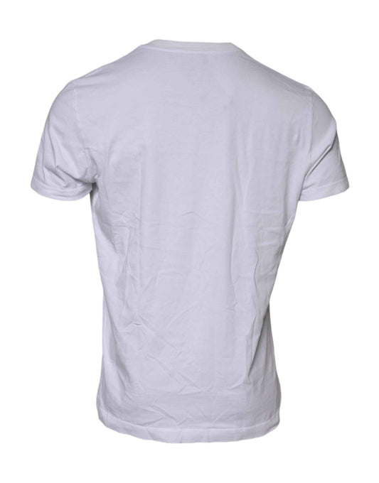 White Cotton Logo Patch Crew Neck T-shirt
