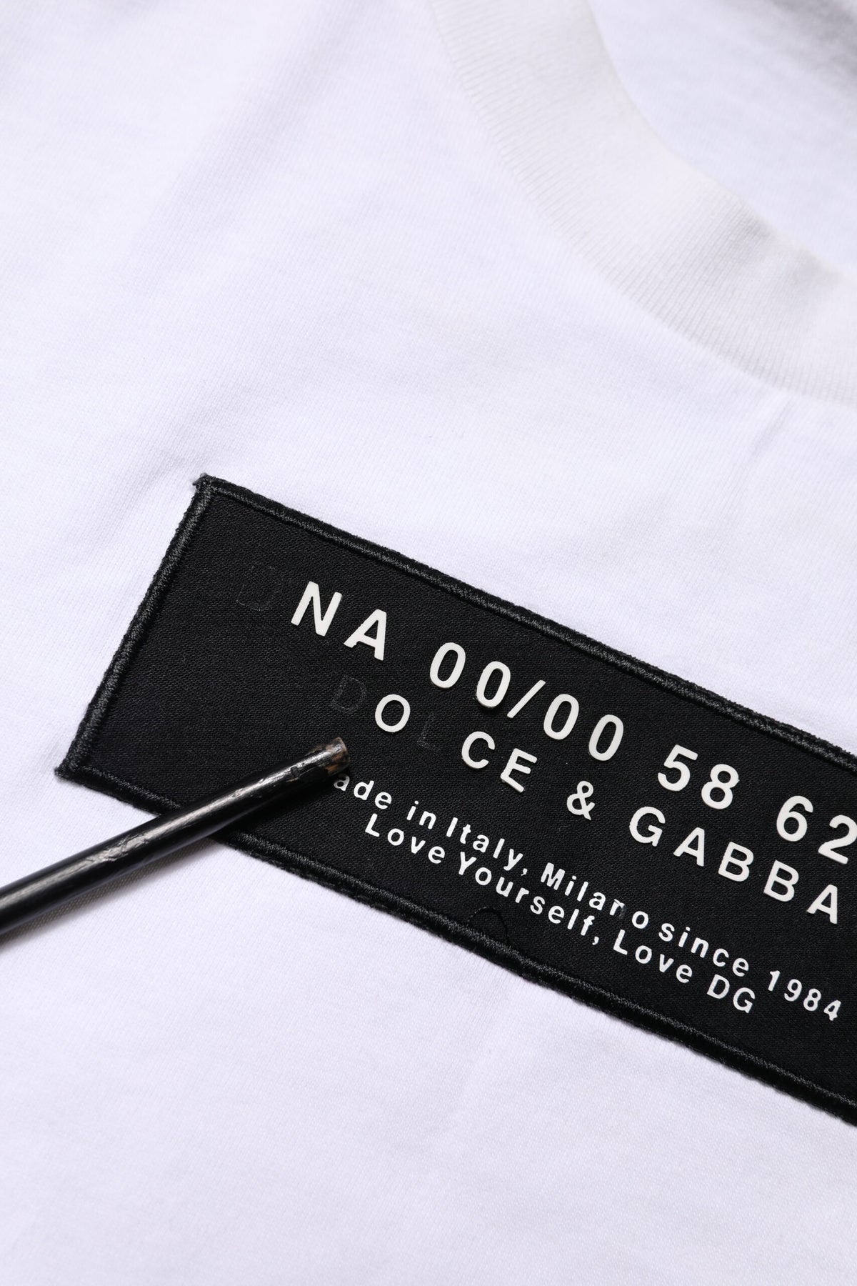 White Cotton Logo Patch Crew Neck T-shirt