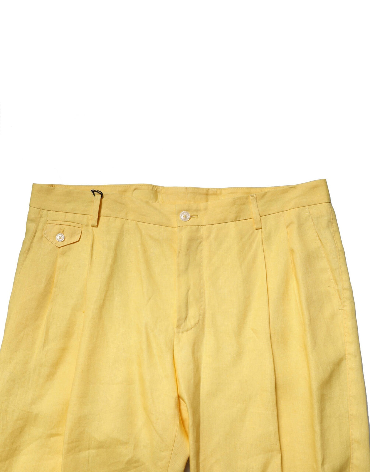 Yellow Flax Tapered Dress Men Pants