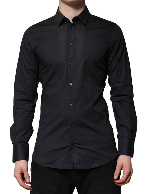 Blue Cotton GOLD Long Sleeves Formal Shirt