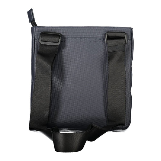 Navy Polyurethane Men's Shoulder Bag