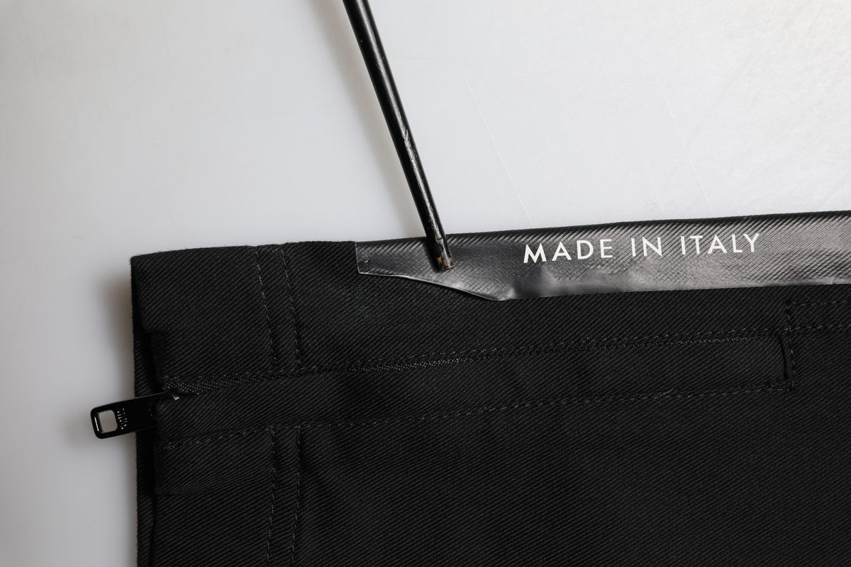 Black Cotton Formal Men Cropped Pants