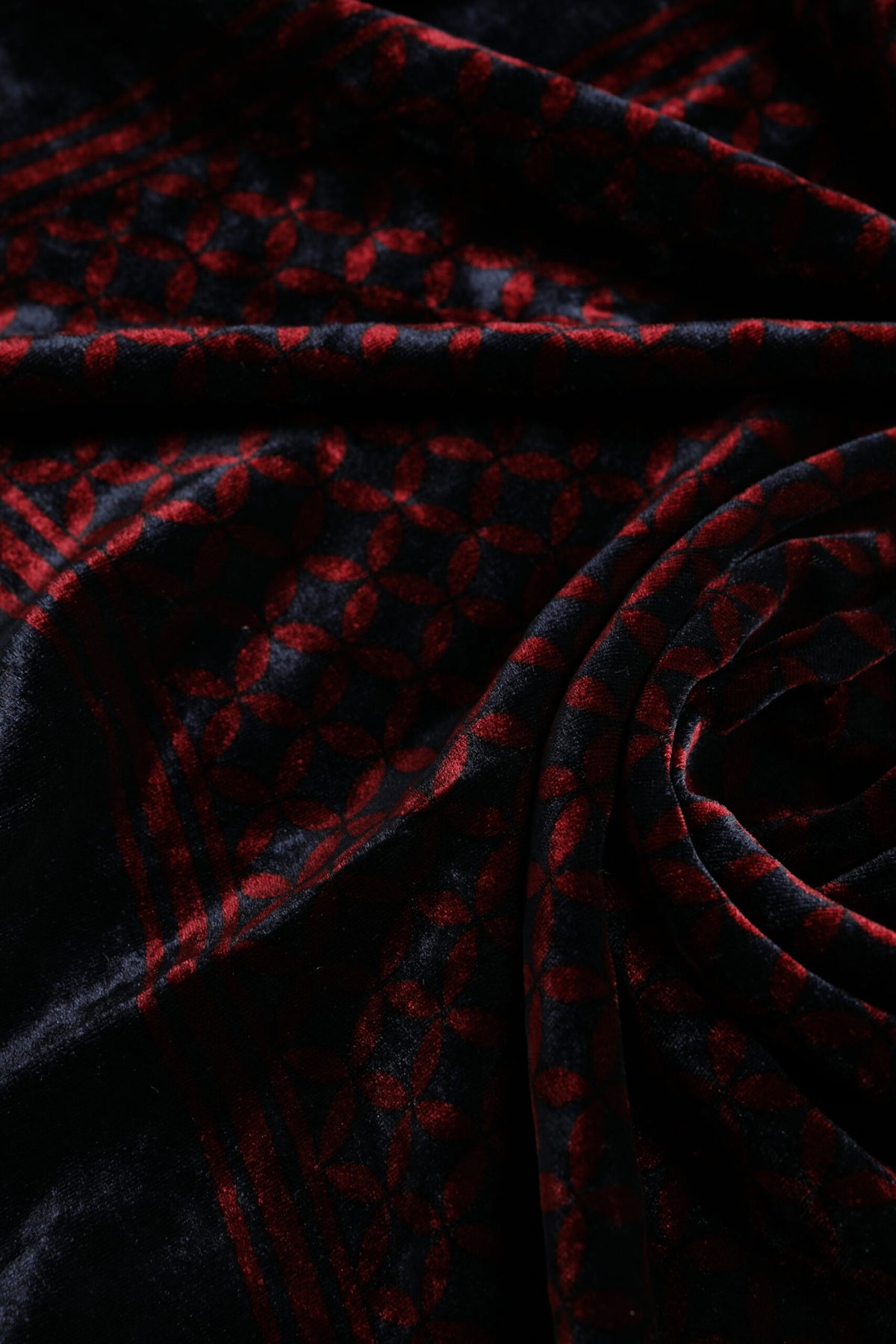 Black Red Viscose Square Men Foulard Scarf