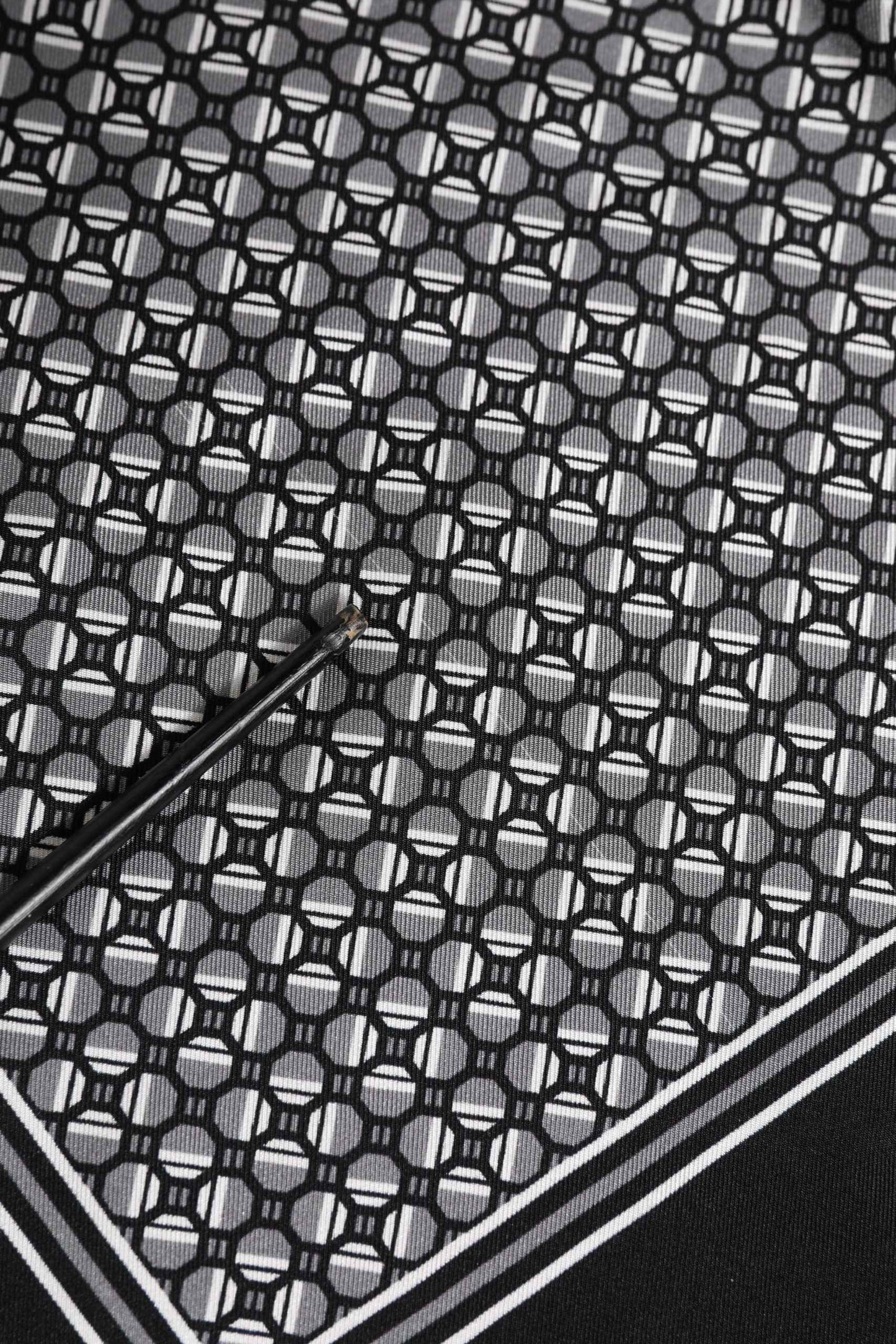 Black White Patterned Square Foulard Scarf