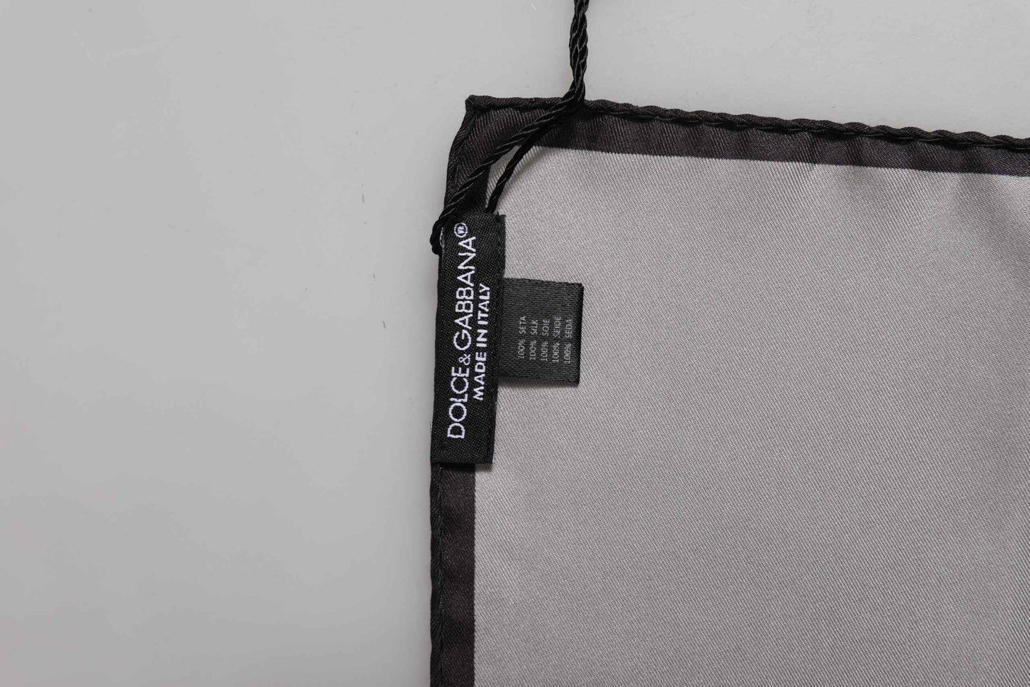 Gray DG Crown Silk Square Men Foulard Scarf