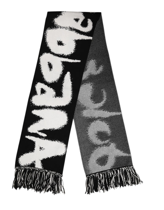 Black Logo Neck Warmer Wrap Men Shawl Scarf
