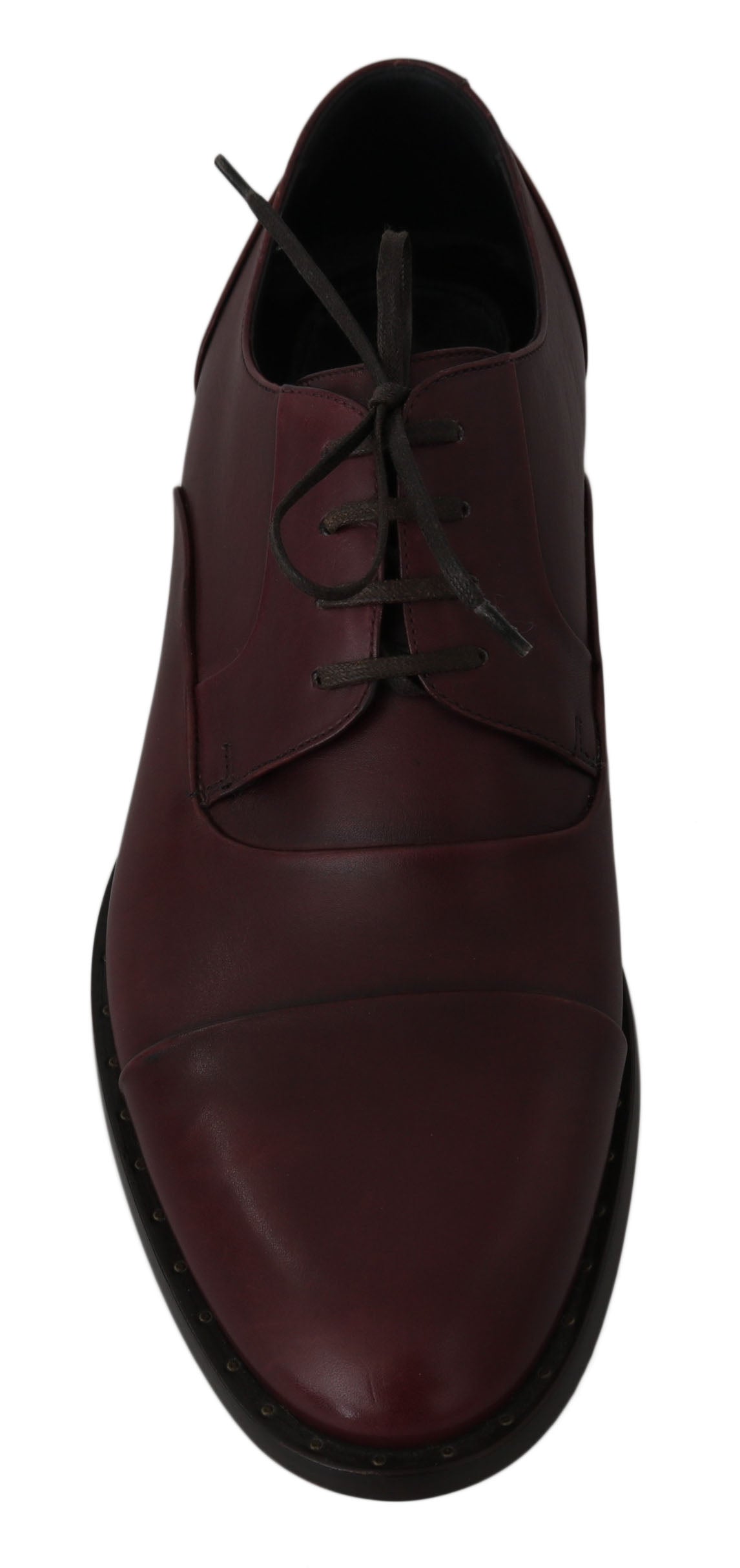 Red Bordeaux Leather Derby Formal Shoes Dolce & Gabbana