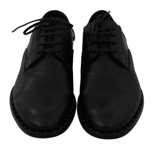 Black Leather Derby Formal Shoes Dolce & Gabbana