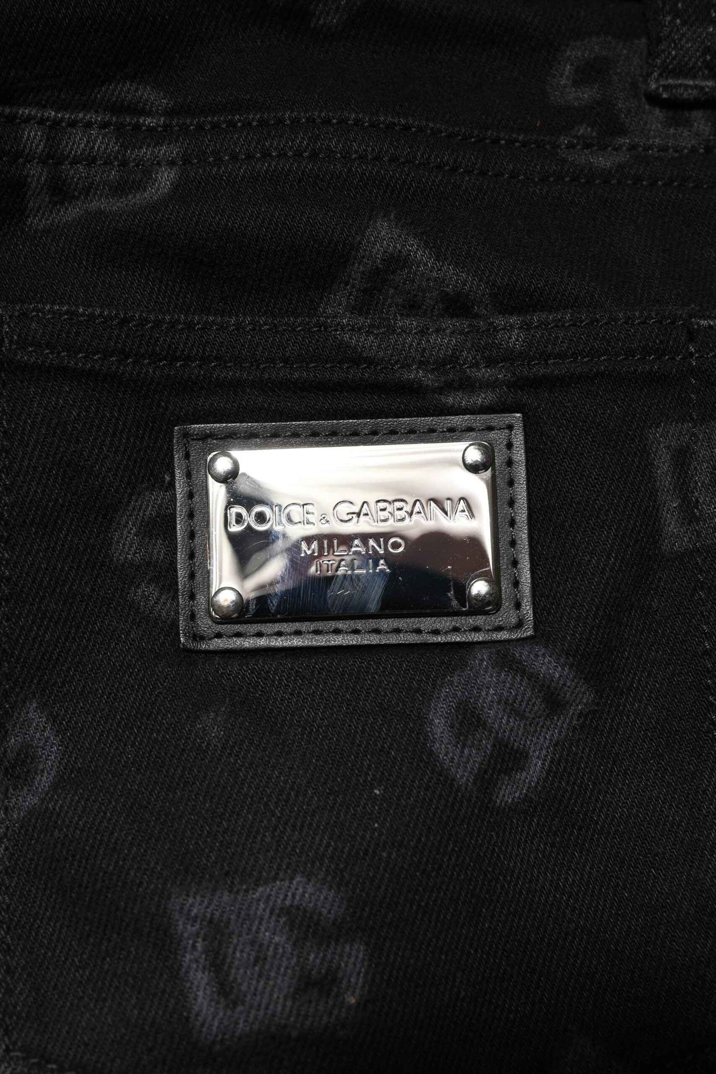 Black Cotton DG Logo Skinny Men Denim Jeans