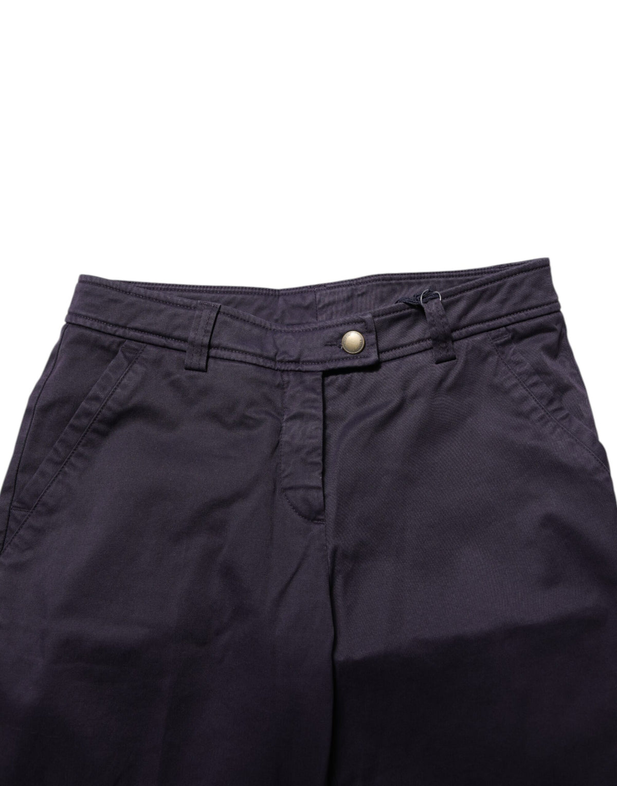 Dark Purple Mid Waist Casual Straight Pants