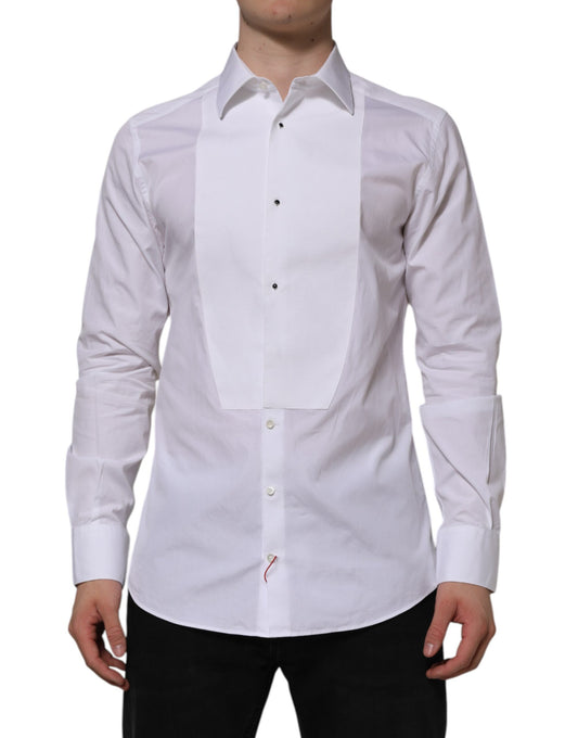 White Bib Cotton Poplin GOLD Formal Shirt